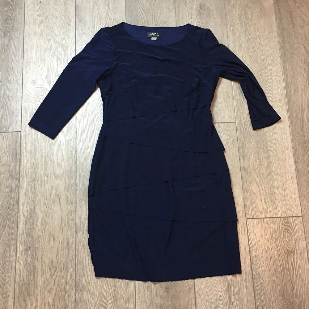 Tahari Arthur S. Levine Women Dress Size 6P Dark Navy Office Wear